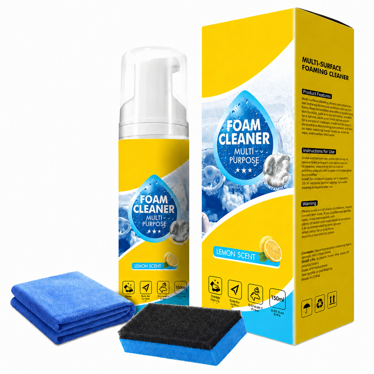 🧴4-in-1 Multi-Enzyme Foam Cleaner – Deep Clean Car, Kitchen, Bathroom & Sofa