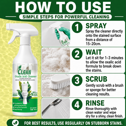 Multi-purpose Oxalic Acid Stain Remover and Scale Remover - 17.9 fl oz Extra-Large Capacity (0.5L)