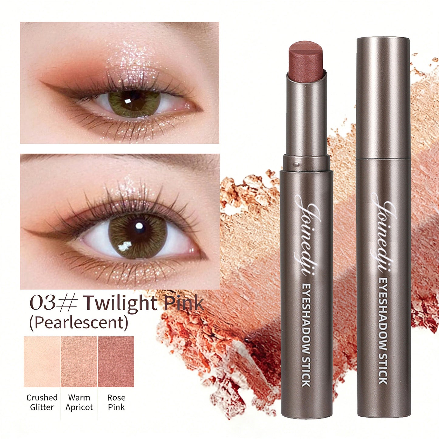 🔥 Buy 1 Get 1 FREE for the First 100 Orders!  3-in-1 Shimmer Eyeshadow Stick ✨ Long-Lasting 💖 Blendable 🌈 Easy to Apply 💄