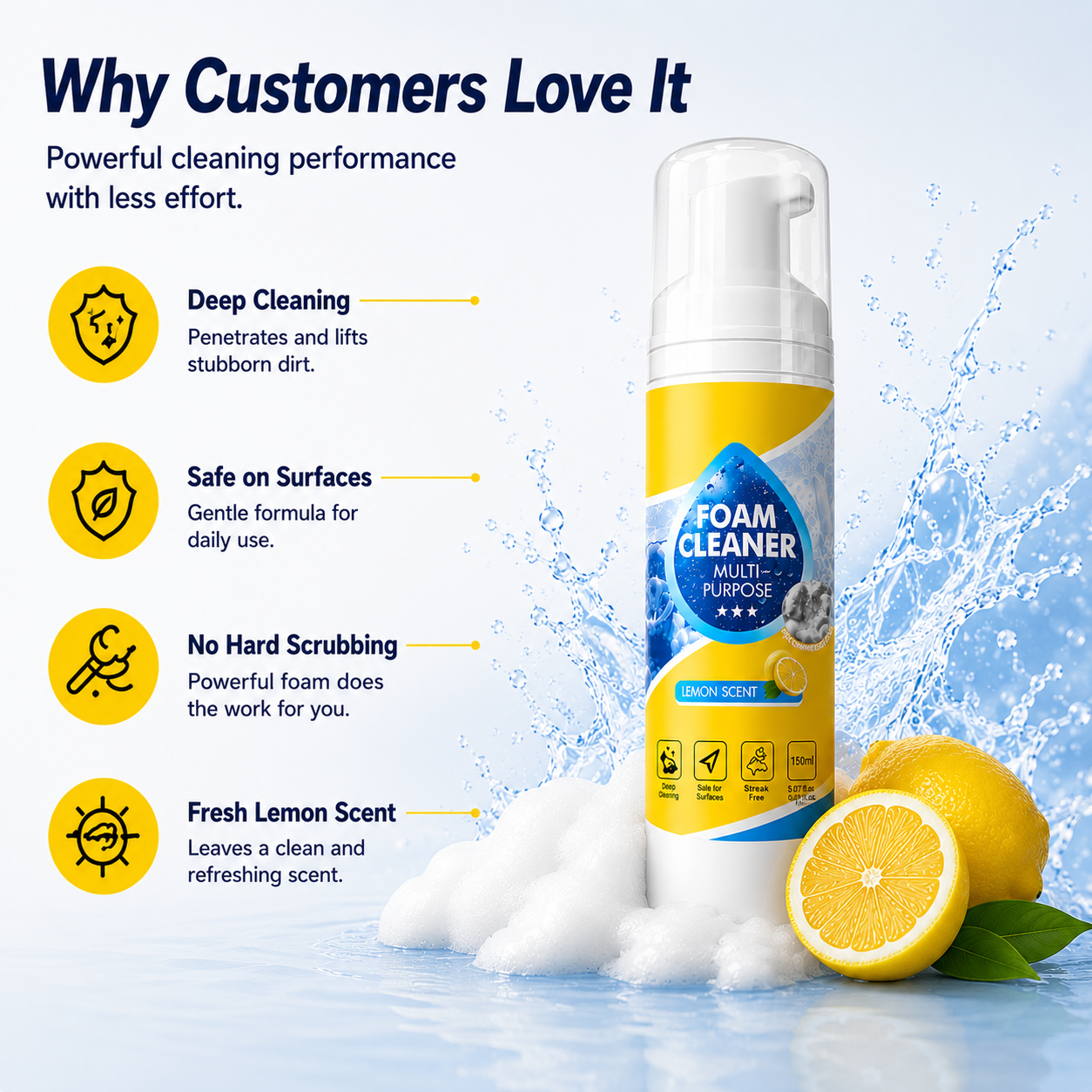 🧴4-in-1 Multi-Enzyme Foam Cleaner – Deep Clean Car, Kitchen, Bathroom & Sofa