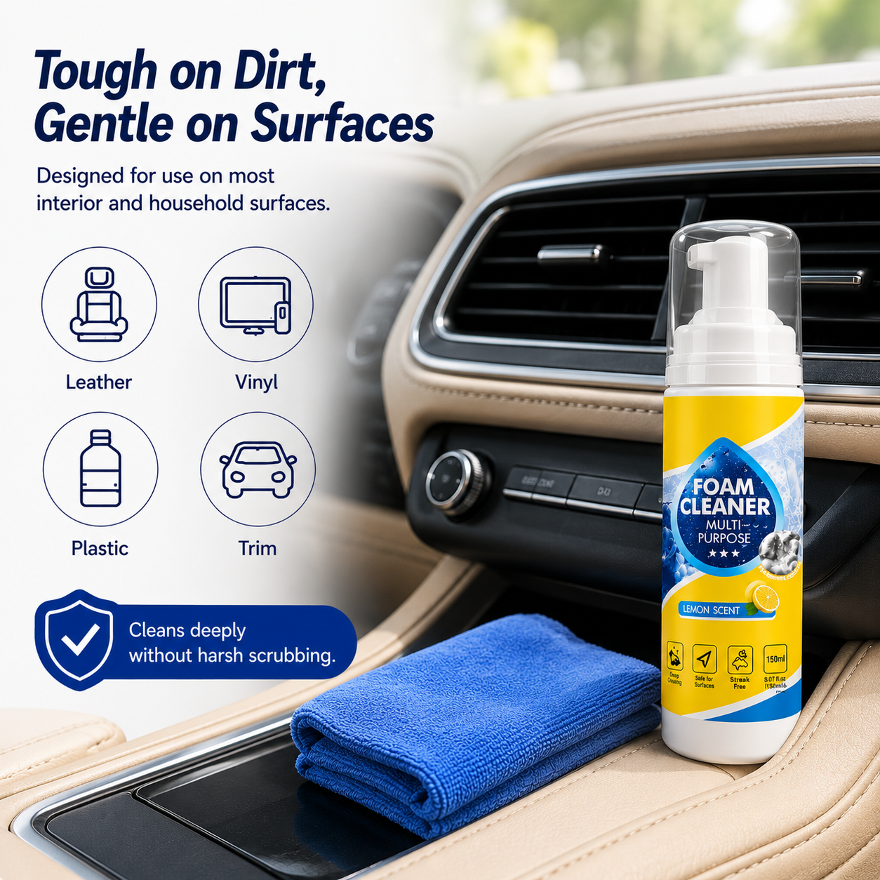 🧴4-in-1 Multi-Enzyme Foam Cleaner – Deep Clean Car, Kitchen, Bathroom & Sofa