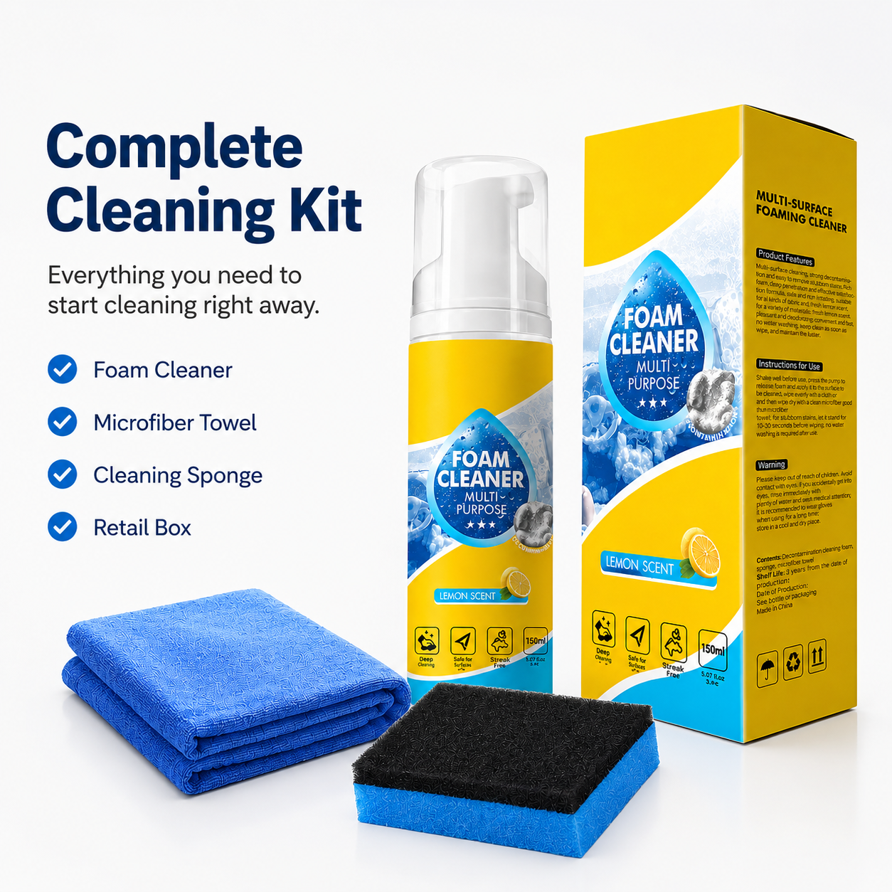 🧴4-in-1 Multi-Enzyme Foam Cleaner – Deep Clean Car, Kitchen, Bathroom & Sofa