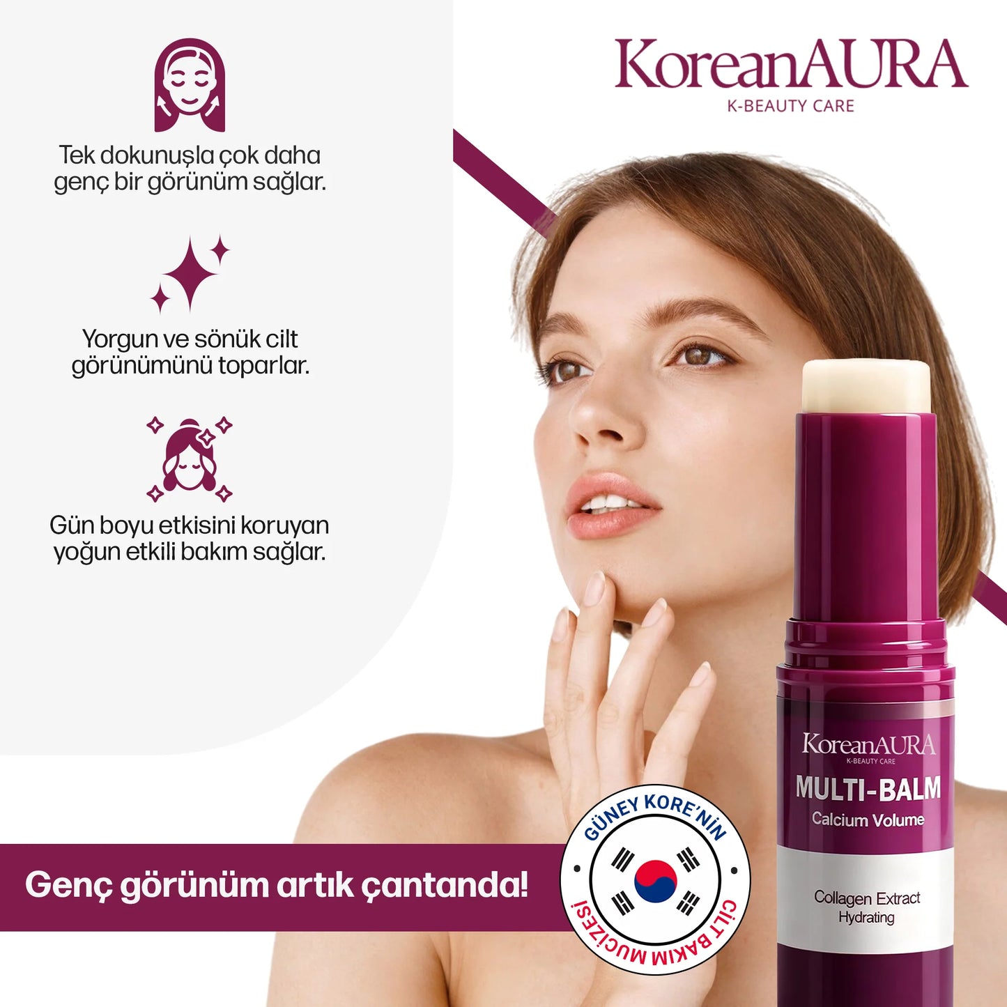 KoreanAura Kalsiyum Destekli Genç Görünüm Balm
